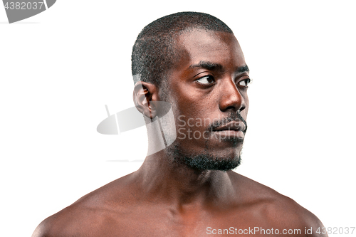 Image of Positive thinking African-American man on brown background