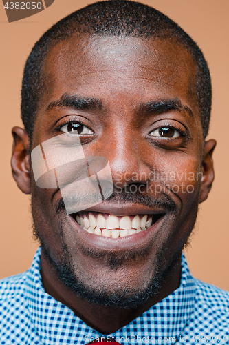 Image of Portrait of a very happy afro American man