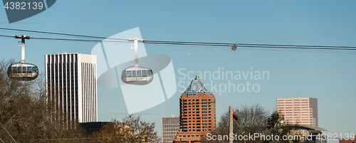 Image of Aerial Tramway Portland Oregon Downtown City Skyline Cable Cars