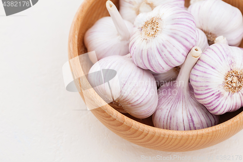 Image of garlic bulbs on white background