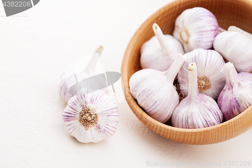 Image of garlic bulbs on white background