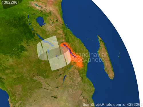 Image of Map of Malawi in red