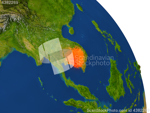 Image of Map of Cambodia in red