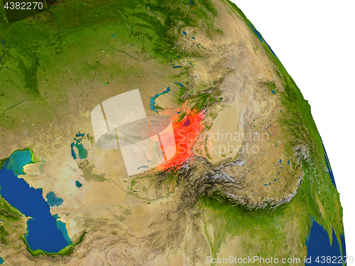 Image of Map of Kyrgyzstan in red