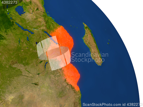 Image of Map of Mozambique in red