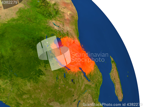 Image of Map of Tanzania in red