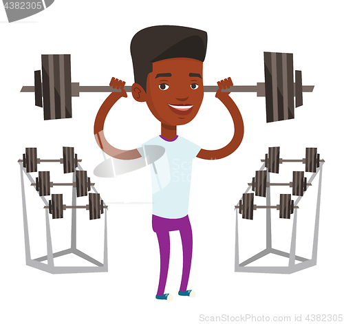 Image of Man lifting barbell vector illustration.