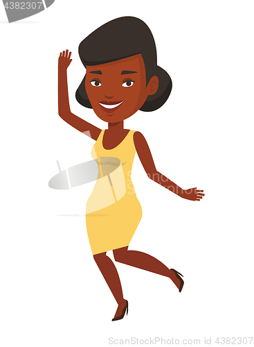 Image of Young african-american woman jumping.