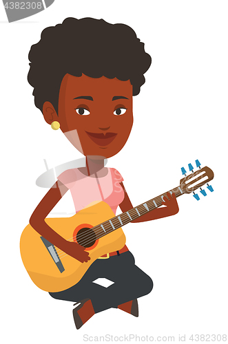 Image of Woman playing acoustic guitar vector illustration.