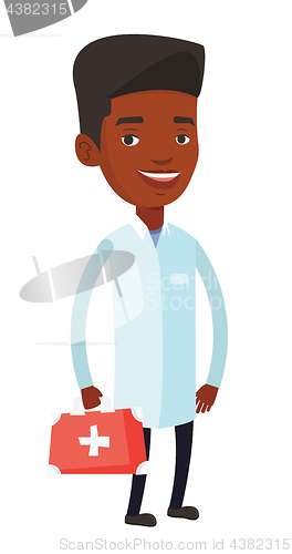 Image of Doctor holding first aid box vector illustration.