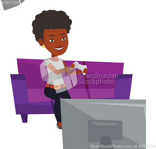 Image of Woman playing video game vector illustration.