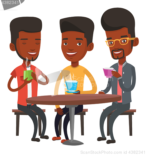 Image of Group of men drinking hot and alcoholic drinks.