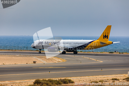 Image of ARECIFE, SPAIN - APRIL, 16 2017: AirBus A321 of Monarch Airlines