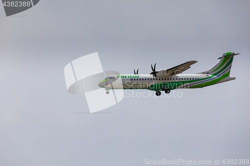 Image of ARECIFE, SPAIN - APRIL, 16 2017: ATR 72 of Binter with the regis