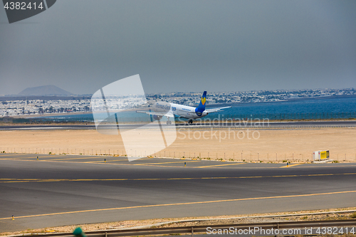 Image of ARECIFE, SPAIN - APRIL, 16 2017: AirBus A321 of ThomasCook.com w