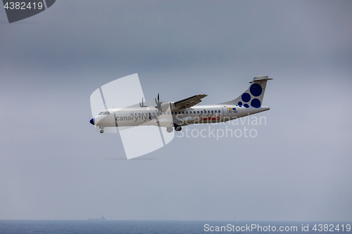 Image of ARECIFE, SPAIN - APRIL, 16 2017: ATR 72 of canariafly.es with th