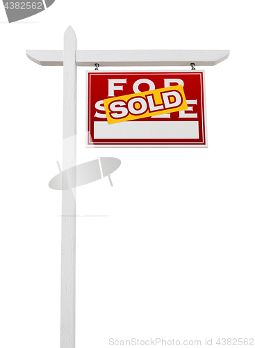 Image of Right Facing Sold For Sale Real Estate Sign Isolated on a White 