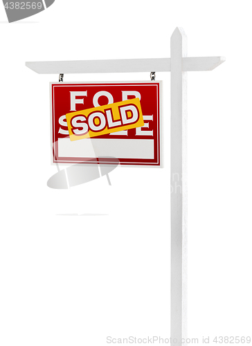 Image of Left Facing Sold For Sale Real Estate Sign Isolated on a White B