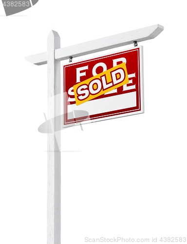Image of Right Facing Sold For Sale Real Estate Sign Isolated on a White 