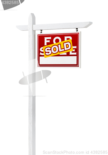 Image of Right Facing Sold For Sale Real Estate Sign Isolated on a White 