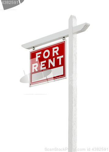 Image of Left Facing For Rent Real Estate Sign Isolated on a White Backgo