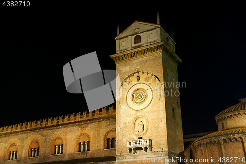 Image of Palace of Reason by night in Mantua, Italy