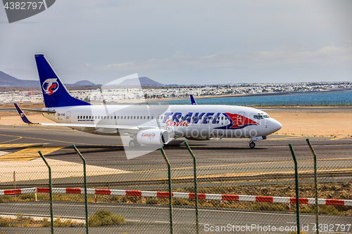 Image of ARECIFE, SPAIN - APRIL, 15 2017: Boeing 737-800 of TRAVEL Servic