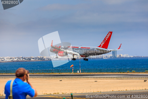 Image of ARECIFE, SPAIN - APRIL, 15 2017: Boeing 757 - 200 of JET2 with t