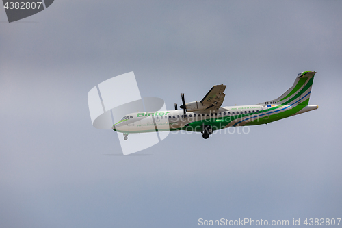 Image of ARECIFE, SPAIN - APRIL, 16 2017: ATR 72 of Binter with the regis