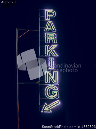 Image of Vintage looking Parking sign neon light