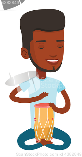 Image of Man playing ethnic drum vector illustration.