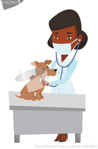 Image of Veterinarian examining dog vector illustration.