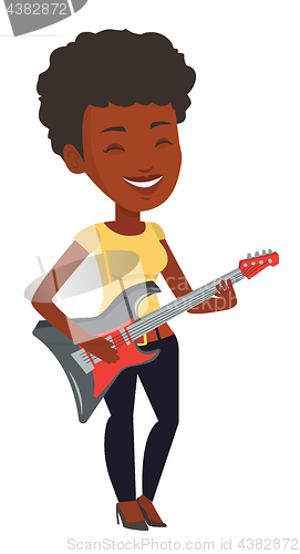 Image of Woman playing electric guitar vector illustration.