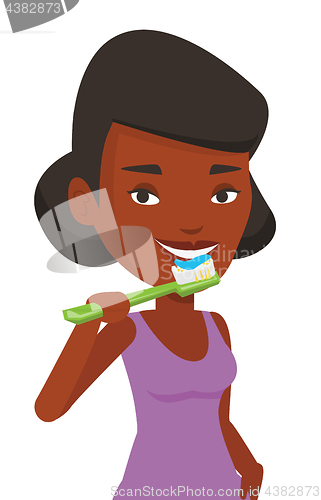 Image of Woman brushing her teeth vector illustration.