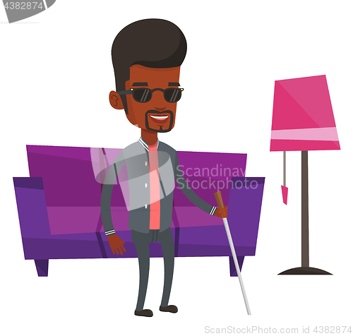 Image of Blind man with stick vector illustration.