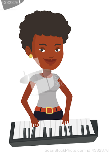 Image of Woman playing piano vector illustration.