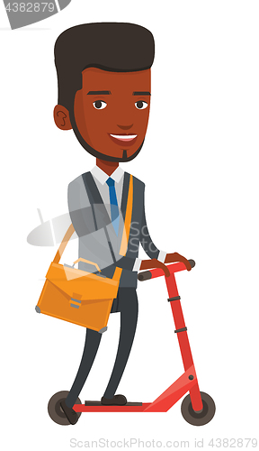 Image of Man riding kick scooter vector illustration.