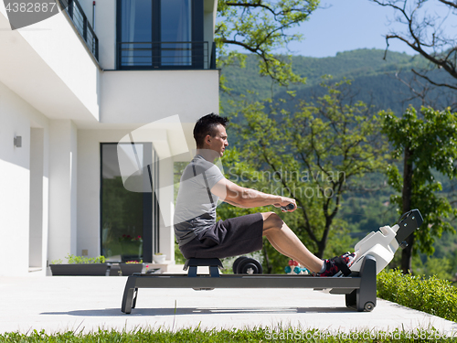 Image of man doing morning exercises