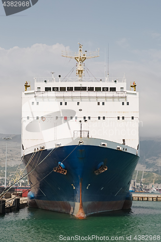 Image of Modern transport ship on water