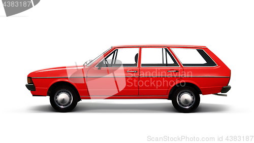 Image of red retro car on white