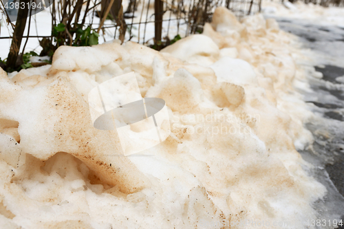 Image of Red snow after sand from Sahara