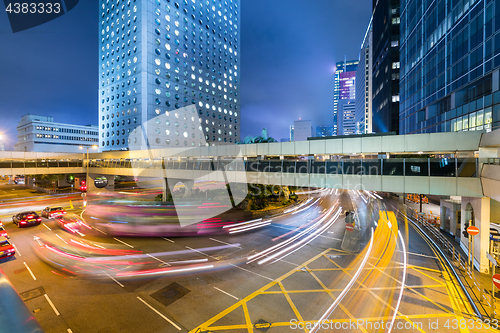 Image of Hong Kong city traffic at night
