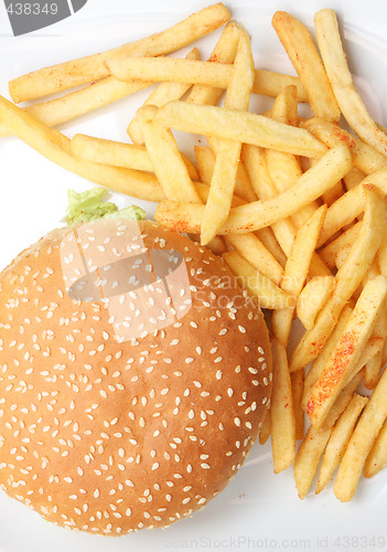 Image of hamburger with french fries