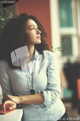 Image of young  business woman at office