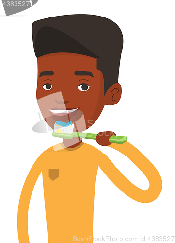 Image of Man brushing his teeth vector illustration.