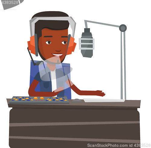 Image of Dj working on the radio vector illustration