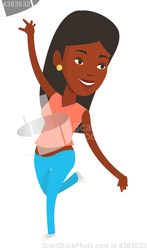 Image of Cheerful african-american woman dancer dancing.
