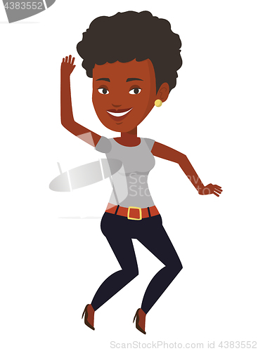 Image of Young african-american woman jumping.