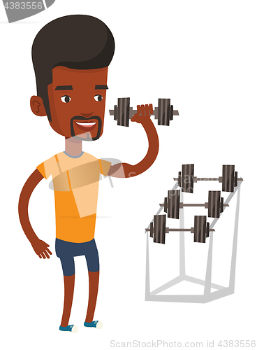 Image of Man lifting dumbbell vector illustration.