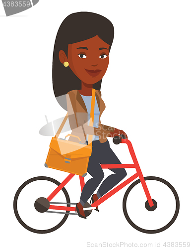 Image of Woman riding bicycle vector illustration.